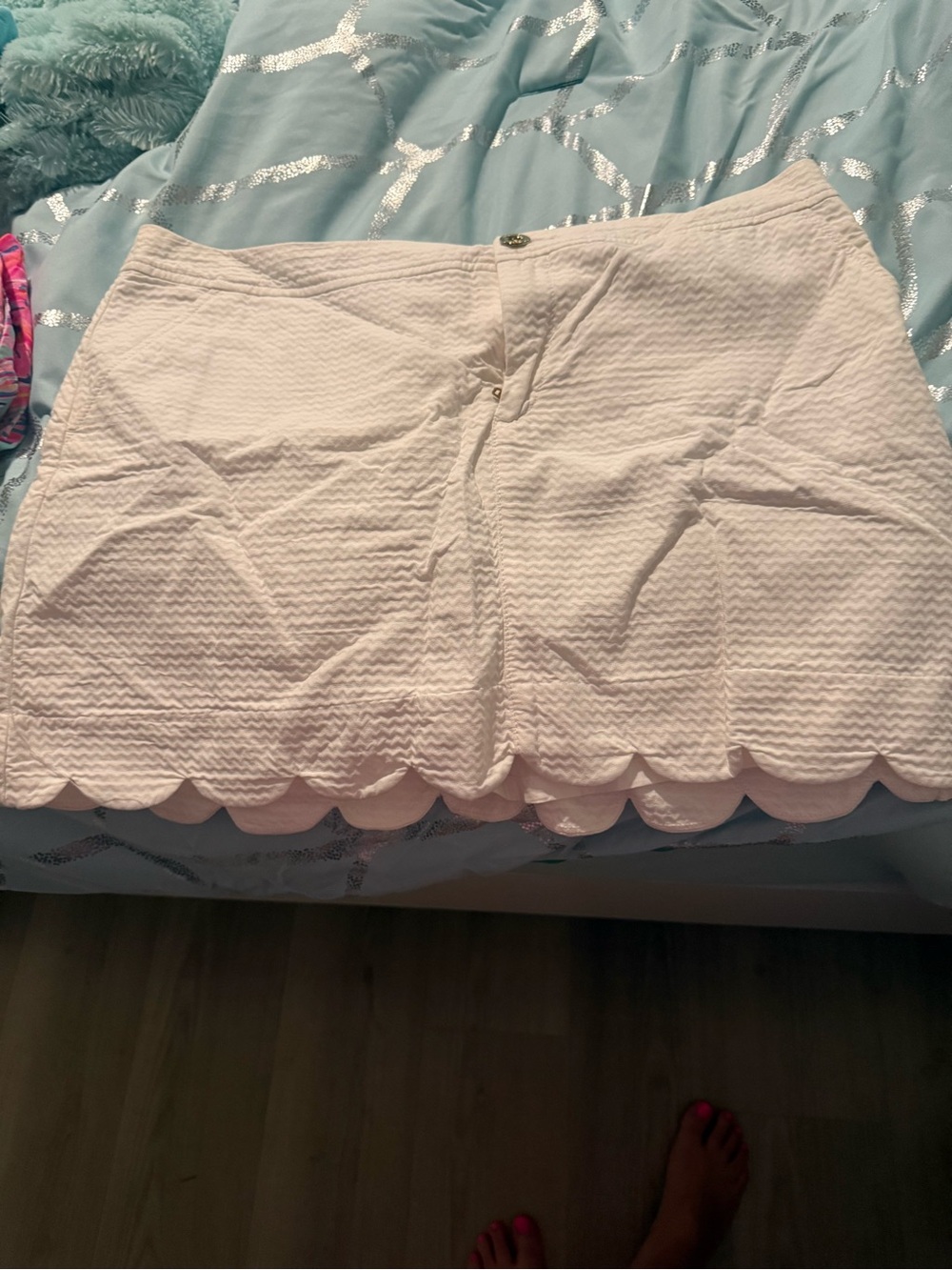 Women's Scalloped Hem Pink Mini Skort
